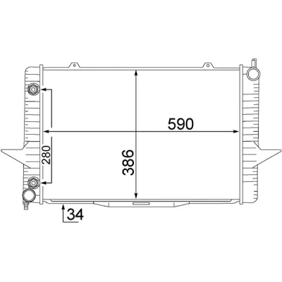 Abbildung von MAHLE ORIGINAL CR 1544 000S Kühler, Motorkühlung 590 386 34 Kühlrippen gelötet VOLVO: V70 I, XC70 I Cross Country, C70 Cabrio