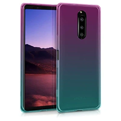Abbildung von kwmobile Case kompatibel mit Sony Xperia 1 Hülle Handy Handyhülle Zwei Farben Pink Blau Transparent