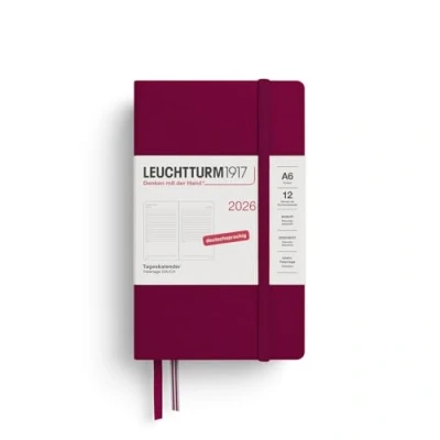 Abbildung von LEUCHTTURM1917 372598 Tageskalender Pocket (A6) 2026, 12 Monate, Port Red, Deutsch