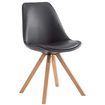 Abbildung von CLP Besucherstuhl Laval Square Mit Hochwertiger Polsterung Und Kunstlederbezug Esszimmerstuhl Holzgestell, Farbe:schwarz, Gestell Farbe:Natur