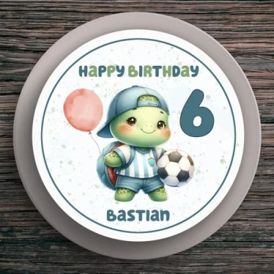 Abbildung von Tortenaufleger Geburtstag Fußball #11 Personalisiert Name &amp; Zahl (20cm) Fondant Papier