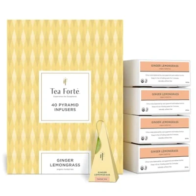 Abbildung von Tea Forte Ginger Lemongrass Packung mit 40 Aufgusspyramiden Bio Kräutertee