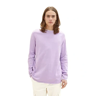 Abbildung von TOM TAILOR Denim Herren Basic Strickpullover 1033335, 31042 Lilac Vibe, M