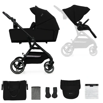 Abbildung von Kinderkraft YOXI 2 in 1 Kombikinderwagen, Pure Black, Kinderwagen,