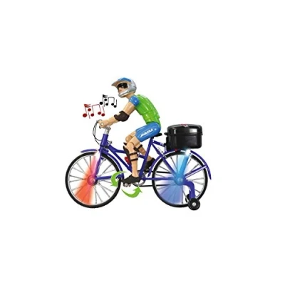 Abbildung von Jamara Spielfigur Fahrrad mit Sound und Licht, Fahrradfahrer, Radler, Radfahrer, batteriebetriebene Trettbewegung, Licht Musik, elektronisches Spielzeug