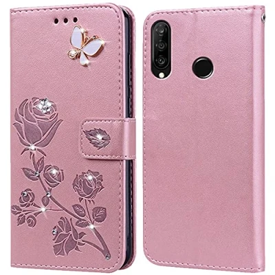 Abbildung von PKQTOP Hülle für Huawei P30 Lite/Honor 20S Handyhülle,Klappbar Tasche Case,Standfunktion,Kartenfach,Silikon Bumper,Stoßfeste Schutzhülle Cover