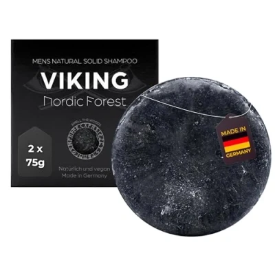 Abbildung von MEDUNA festes Haar Shampoo Viking Nordic Forest Kieferbaum Duft Haarseife mit Bio Kokosöl &amp; Shea Butter Naturkosmetik Haarpflege silikonfreies Pflegeshampoo für alle Haartypen (150g)
