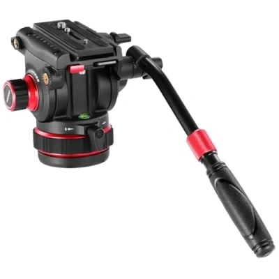 Abbildung von NEEWER Heavy Duty Videostativ Fluidkopf mit stufenlos Einstellbarer Schwenk/Neigedämpfung, Schnellwechselplatte, kompatibel DJI RS Gimbals, Griff ⌀75mm Basis, Max. Belastung 22lb, GM006
