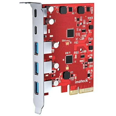 Abbildung von Inateck PCIe zu USB 3.2 Karte mit 20 Gbit/s Bandbreite 3A+2C Ports PC Controller