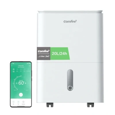 Abbildung von comfee Luftentfeuchter »Easy Dry 20« geeignet für Räume mit bis zu 52 m², Entfeuchtung 20 l/Tag, Tank 3 l, Trocknermodus, App und Sprachsteuerung