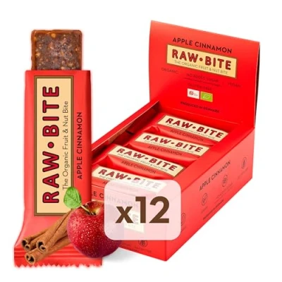 Abbildung von RAWBITE APPLE CINNAMON in der 12er Box Vegan, glutenfrei &amp; ohne Zuckerzusatz (enthält von Natur aus Zucker) Bio Frucht Nuss Riegel mit Apfel Zimt (12 x 50 g)