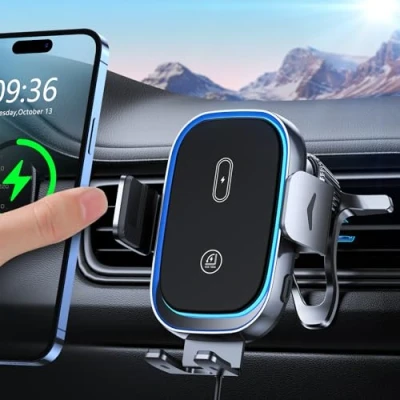 Abbildung von Mohard 15W Handyhalterung Auto mit Ladefunktion, [Automatische Klemmung] Induktive Ladestation Auto, Dual Coil Wireless Charger Kompatibel iPhone 16/15/14/13, Samsung Galaxy ZFlip5/4/S24 usw