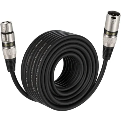Abbildung von EBXYA XLR Kabel, Mikrofonkabel, 15 m, Stecker auf Buchse, 3 polig, symmetrisches DMX Patchkabel