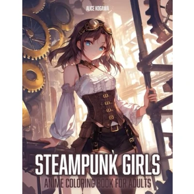 Abbildung von Steampunk Girls: Anime Coloring Book for Adults 50 Illustrations of Ladies
