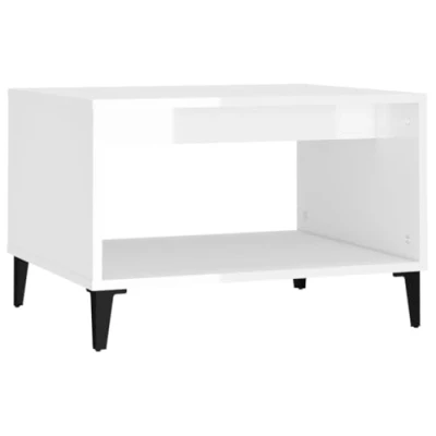 Abbildung von vidaXL Couchtisch Beistelltisch Wohnzimmertisch Sofatisch Kaffeetisch Teetisch Tisch Wohnzimmer Hochglanz Weiß 60x50x40cm Holzwerkstoff