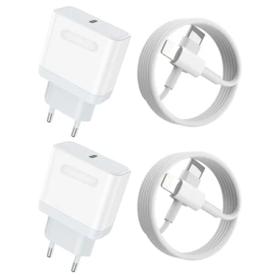 Abbildung von 20W Schnellladegerät und Ladekabel für iPhone 14/14 Plus/14 Pro/14 Pro Max/13/12/11/SE, 2 Pack USB C Ladegerät mit 2M Schnellladekabel Stecker Netzteil Power Adapter Ladestecker Netzstecker