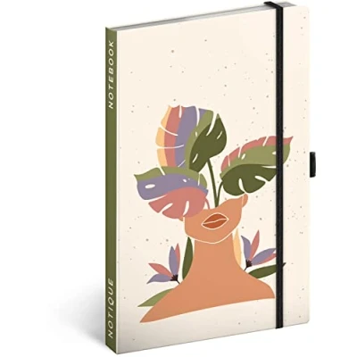 Abbildung von NOTIQUE Notizbuch Liniert mit Gummiband 13x21cm ca. A5, Hardcover Notebook, Notizblock, Notizheft, Journal, Tagebuch für Erwachsene, Damen (Monstera)