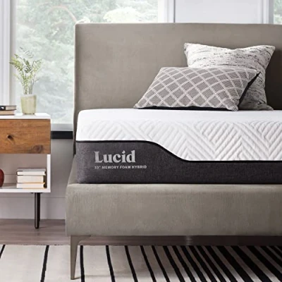 Abbildung von LUCID Hybrid Matratze, H2 H3, 25cm hoch mit Bambuskohle, Aloe Vera &amp; Taschenfederkern Öko Tex feuchtigkeitsableitend geruchshemmend Kaltschaummatratze Federkernmatratze, 135x190 cm