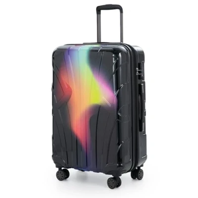 Abbildung von suitline Mittelgroßer Koffer Trolley, 66 cm mit Dehnfalte, Aufgabegepäck, Check In Reisekoffer, 4 Doppelrollen, Packvolumen 68 L, TSA, Hartschale, glänzend, Neon Red Yellow