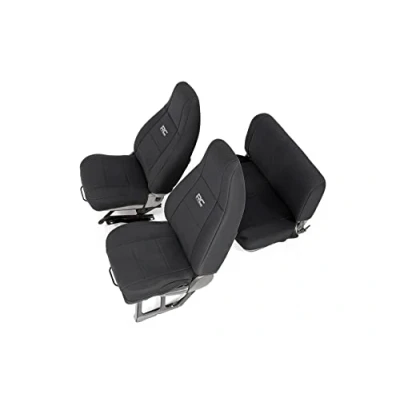 Abbildung von Rough Country Neopren Sitzbezüge für vorne und hinten, passend 19871990 [Jeep ] Wrangler YJ Custom Fit wasserabweisend 91008