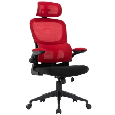 Abbildung von TRISENS Flexibler Bürostuhl in moderner Mesh Optik ergonomischer Schreibtischstuhl mit Nacken und Lordosenstütze Gamingstuhl atmungsaktiver Netzrückenlehne Wippfunktion, Farbe:Schwarz/Rot