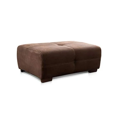 Abbildung von Cavadore Hocker Mavericco / Großer Polsterhocker in Lederoptik Industrial Style Passend zu Big Sofa und Ecksofa 108 x 71 41 cm (BxHXT) Mikrofaser Dunkelbraun