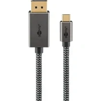 Abbildung von goobay USB C zu DisplayPort 1.2 Kabel 4k @ 60Hz Typ Thunderbolt 3/4 auf DP 3.1 kompatibel mit Mac Book, iPhone, Surface / 2m Textilkabel 75708
