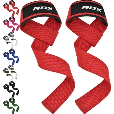 Abbildung von RDX Zughilfen Krafttraining Lifting Straps, 60CM Lang Profi Gym Bodybuilding Kreuzheben Gewichtheben Zubehör, 5MM Gepolstert Handgelenkschutz Griff, Fitness Powerlifting Deadlift Grip, Männer Frauen