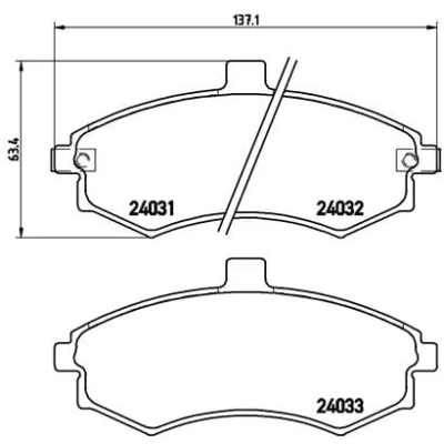 Abbildung von BREMBO P 30 020 Bremsbelagsatz mit akustischer Verschleißwarnung ohne Zubehör HYUNDAI: Matrix, Elantra III Schrägheck, Limousine
