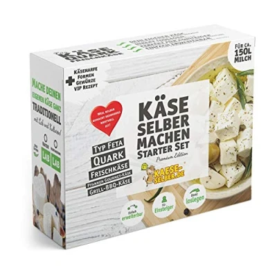 Abbildung von Käse selber machen Starter Set Premium Edition inkl. Rezeptmagazin und Videoanleitungen (für Käse, Quark Frischkäse)