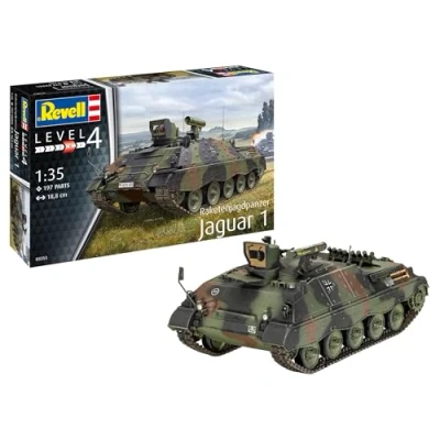 Abbildung von Revell Modellbau, Raketenjagdpanzer Jaguar 1, Bausatz, Maßstab 1:35, 197 Teile, Bastelset ab 12 Jahren, Detailgetreues Modell, Militärfahrzeug, Authentische Nachbildung
