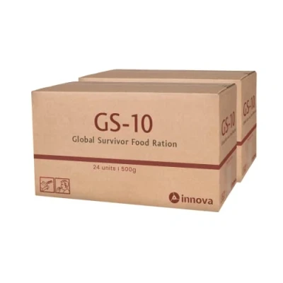 Abbildung von GS 10 Global Survivor Emergency Food 48 x 500 Gramm Einheit Langzeitnahrung Notfallnahrung MRE Produkte hermetisch versiegelt extrem lange haltbar