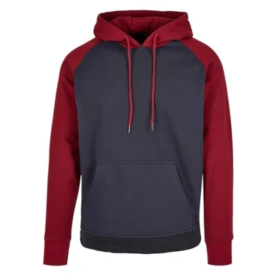 Abbildung von Build Your Brand Herren BB005 Basic Raglan Hoody Kapuzenpullover, Black/red, L