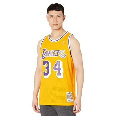 Abbildung von Mitchell &amp; Ness Swingman Los Angeles Lakers Shaquille O&#039;Neal Nbatrikot, Herren, Größe: Medium, Light gold