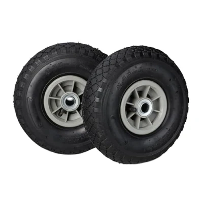 Abbildung von Relaxdays Sackkarrenrad 3.00 4, 2er Set Ersatzreifen, luftbereift, bis 80 kg, Kunststofffelge, 260x85 mm, schwarz grau