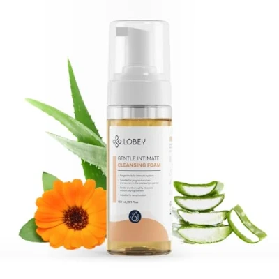 Abbildung von LOBEY Intimbereich Duschgel für Damen Sanfter Intim Waschschaum Intimpflege mit Aloe Vera und Eichenrinde Geeignet schwangere Frauen nach der Geburt Natürliche Kosmetik (150 ml)