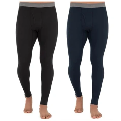 Abbildung von Fruit of the Loom Herren Recycled Premium Waffle Thermal Underwear Long Johns Bottom (1, 2, 3, and 4 Packs) Pyjamaunterteil, Schwarz/Marineblau, 4X Groß (2er