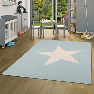 Abbildung von Pergamon Kinder und Jugend Teppich Trendline Stern Pastell Blau in 5 Größen