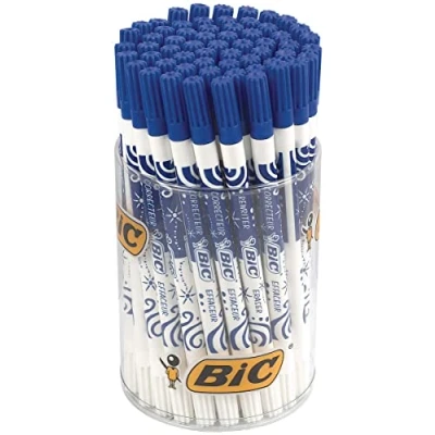 Abbildung von BIC Tintenlöscher (mit Korrekturspitze) Runddose à 60 Stück, weiß/blau