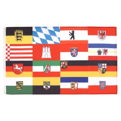 Abbildung von AZ FLAG Flagge 16 Länder Deutschlands 90x60 cm Bundesland Fahne 100% Polyester mit Messing Ösen UV beständig Vives Farben 50g