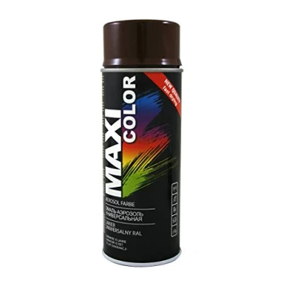 Abbildung von Maxi Color NEW QUALITY Sprühlack Lackspray Glanz 400ml Universelle spray Nitro zellulose Farbe schnell trocknender Sprühfarbe (Ral 8011 nußbraun glänzend)