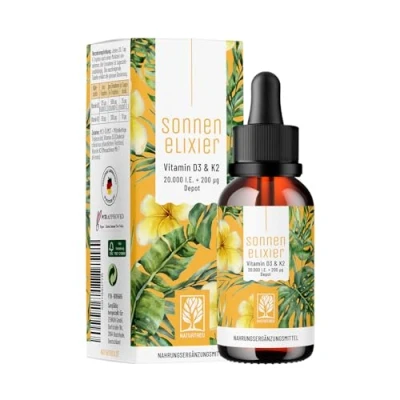 Abbildung von Vitamin D3 &amp; K2 Tropfen Depot für Erwachsene (20.000 I.E.) Sonnenelixier 30 ml