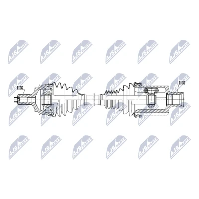 Abbildung von NTY NPW ME 208 Antriebswelle Vorderachse links, rechts 526mm Automatikgetriebe