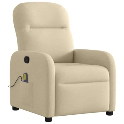 Abbildung von vidaXL Massagesessel Creme Stoff, Massage TV Sessel, Sessel mit Massagefunktion, Fernsehsessel, Ruhesessel