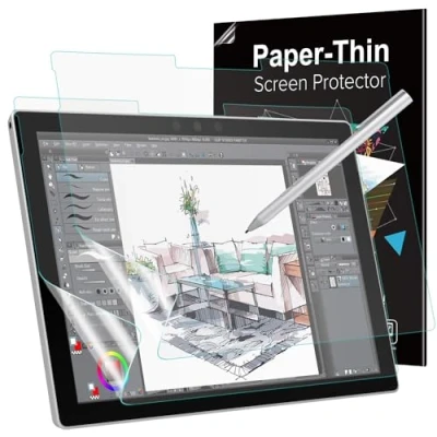 Abbildung von MoKo 2 Stück Schutzfolie Kompatibel mit Microsoft Surface Pro 7 Plus/Pro 7/Pro 6/Pro 5/Pro 4/LTE Tablette, Displayschutzfolie Antireflex, Schreiben Zeichnen und Skizzieren wie auf Papier, Transparent