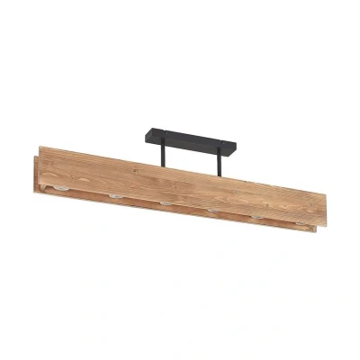 Abbildung von Lindby Deckenleuchte Malwin, GU10, 100 cm lang, 6 flg., Holz