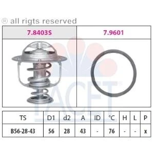 Abbildung von FACET 7.8403 Kühlwasserthermostat 76 56 Made in Italy OE Equivalent mit Dichtung MITSUBISHI: Pajero 3, Classic
