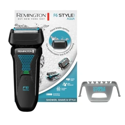 Abbildung von Remington Elektrorasierer F6000 Style Wasserdichtes Rasiersystem, Aufsätze: 1, Langhaartrimmer, Nass &amp; Trockenrasur, 100 % wasserdicht, mit 3 Tage Bart Styler