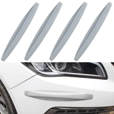 Abbildung von 4 STÜCKE Universal Anti Collision Patch Auto Stoßstange Schutzleiste Scratch Stoßstangenschutz 41x4.5cm Stoßstangen Schutz Kohlefaser (Grau)