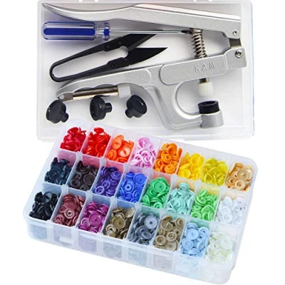 Abbildung von RERI Kam Druckknöpfe mit Zange, 360 Set T5 Snaps in 24 Farben, Druckknopf Snap Zange